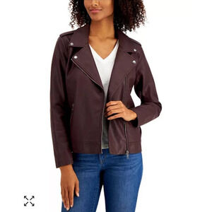 NWOT Style & Co, Women's Faux Leather Moto Jacket in Black, Small